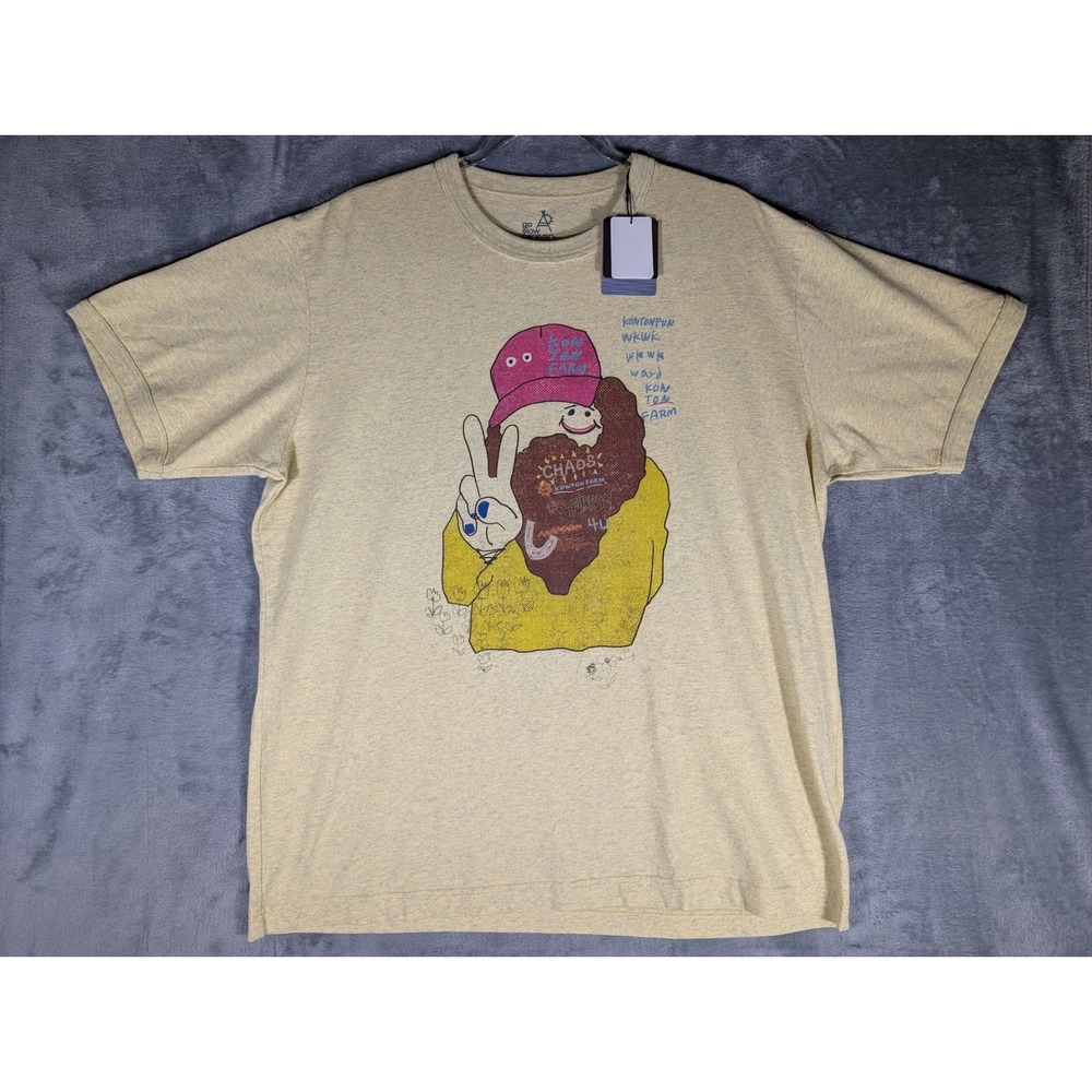 Go Slow Caravan Kon Ton Farm Chaos Graphic T-Shirt Mens XL Yellow Melange NWT